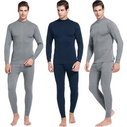 Men's Casual Thermal Long Sleeve Underwear 2019 Middle Collar Pure Colour Warm Clothing Suit Daily Pyjamas #0221 A#487