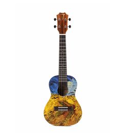 Guitarra TOM ukulele acácia manufactory ukulele 23 polegadas série Van Gogh Ukulele Instrumentos de corda com bolsa de transporte