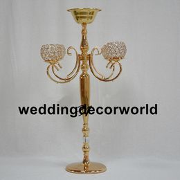 New style H84cm central glass table Bling gold candlestick wedding Candelabra flower vase road lead flower rack party decoration decor373