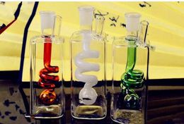 Square pipe coil spring water cigarette pot Bongs Oil Burner Pipes Water Pipes Glass Pipe Oil Rigs Smoking Free Shippin