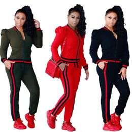 2 Pieces Stripe Jogger Pants Women Sweatsuit Tracksuit Sporting Suit Female Clothing Outfits Tracksuits Plus Size S-3XL 023