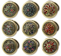 Mini Pocket Retro Vintage Style Butterfly/flower/Peacock Makeup Cosmetic Pocket Compact Stainless Mirror DHL Free