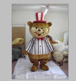 2020 Factory direct sale Red belly striped tie Lovely bear Mascot Adult Costume