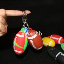 Colorful silicone Pipe Keychain Football Shape Mini Smoking Hand pipes Tobacco Cigarette Pipe Tube Portable 10 colors