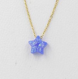 Natural Opal Star Pendant Necklace for Women Elegant Jewellery Resin Ocean Blue Stars Wedding Necklaces