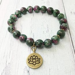 MG0512 New Design Natural Stone Wrist Mala Bracelet 8 mm Beads Handmade Yoga Bracelet Grounding the Root Chakra Jewellery