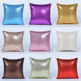 Solid Color Glitter Pillowcase Sequins Mermaid Purple Red Blue Pillow Cover 40*40cm Home Car Pillow Case
