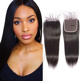 Indian Human Hair 5X5 Lace Closure Middle Three Free Part 5*5 Straight Virgin Hair Top Closures