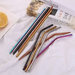 100 PCS Stainless Steel Drinking Metal Straws, Rainbow Multi-Colored Straw, Reusable Drink Straw for 21.5cm (Random Color)