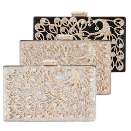 Diamond Vintage Evening bag Women peacock evening bags Sparkling Handbag for Female Chain Shoulder Bags