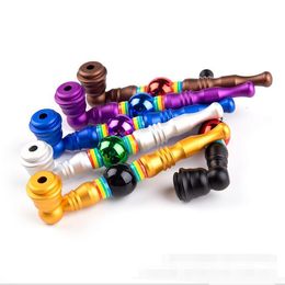 Colorful Metal Smoking Pipe With Cover Diamond pearl Tobacco Cigarette Hand Filter Pipes multiple colors 3 Styles Tool Accessories
