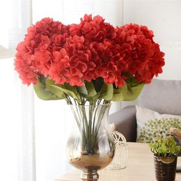 Party Supplies Artificial Hydrangea Flower Head 48cm Fake Silk Single Real Touch Hydrangeas 8 Colors for Wedding Centerpieces Home Flowers