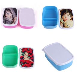 sublimation blank lunch boxes with grid hot transfer printing DIY customized blank lunch box consumables wholesales