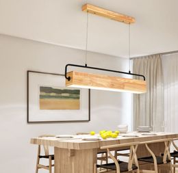 Wooden 220V Long Shaped LED Pendant Lights For Dining Room Wood Bar Hanging Lamp Restaurant Suspension Lighting Fixtures MYY
