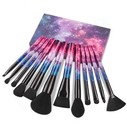 12pcs/set Galaxy Makeup Brush Set Foundation Powder Blush Eye Shadow Brush Star Sky Cosmetic Brushes Makeup Tools HHAa228