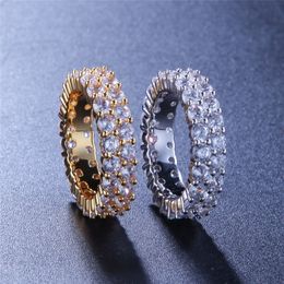 Fashion Design Colourful Men's Women's Hiphop Rings Gold Plated Cubic Zirconia Ring Bling Ice Out Hip Hop Jewellery
