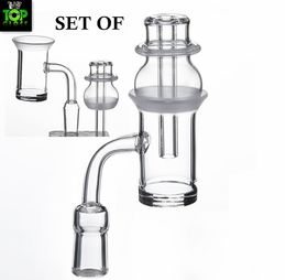 Set Quartz Banger with frosted beveL edge & glass carb cap Quartz ball and socket nail for Glass Bong water pipes dab rigs