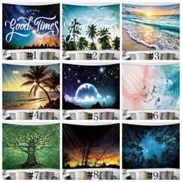 Wall Hanging Tapestry 150*130cm Polyester Bohemian Tapestries Scenery Pattern Blanket Beach Towels Tree Sunset Shawl Home Decor GGA3249