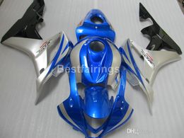 Injection molding free customize fairings for Honda CBR600RR 2007 2008 blue silver black fairing kit CBR600RR 07 08 LL09