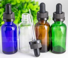 30ml Essential Oil Bottle 1OZ Amber Green Clear Blue Oil Dropper Bottles Black Lid 440Pcs Lot