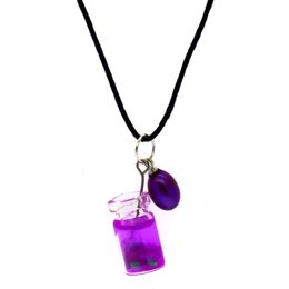 Fashionable women DIY jewelry handmade leather rope pearl necklace pendant resin water bottle pendant