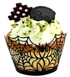 Halloween Hollow Paper Cup Spider Web Pumpkin Horror Castle Cake Wrap GB1100