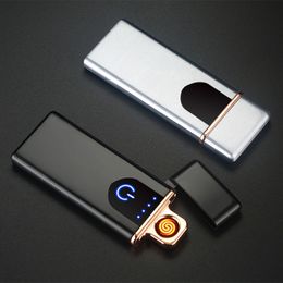 Nice Ultrathin Colorful Zinc Alloy USB Charging Lighter Innovative Cyclic Charging Ignition Touch Induction For Cigarette Smoking Pipe