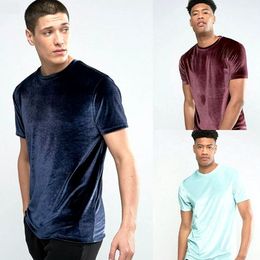 Wholesale 2018 Spring Summer European and American Velvet Short Sleeves Simple Fashion T-shirts Men and Women Alike.