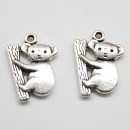 2019 Wholesale 100pcs/Lot Koala Tibet Silver charms pendants Jewelry DIY For Necklace Bracelet Earrings Retro Style 20*14mm