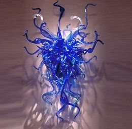 OEM Mouth Blown Borosilicate Lamp Craft Hallway Lighting Blue Glass Wall Lamps