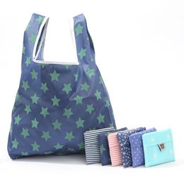 5pcs Star Stripes Printing Foldable Reusable Shopping Bags Eco Vegetable Storage bags