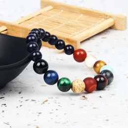 Hot Sale Stone Jewellery Eight Planets Beaded Bracelet Men Natural Mix Stones Universe Yoga Chakra Solar Bracelets Jewellery