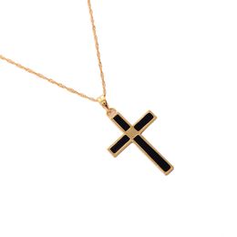 Copper Enamel Cross Pendant Necklace For Men Women Gold Colour Chain Religious Jewellery Christmas Gifts