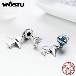 Fashion- Hot Sale Real 925 Sterling Silver Travel The World Plane Drop Earrings for Women Fashion Brand Jewelry Gift CQE331