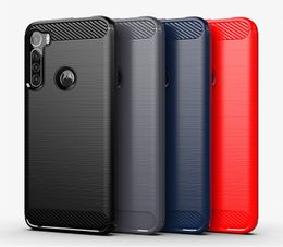 Carbon Fibre Texture Shockproof Cover Protective Slim Fit Soft TPU Silicone Case for Motorola Moto One Fusion+ 2020 release