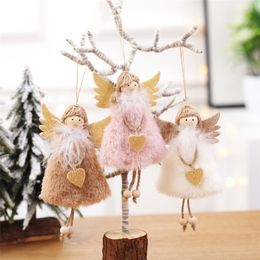 Christmas Hanging Ornaments Angel Plush Doll Toys Xmas Tree Pendants Child Cute Doll Gift New Year Creative Home Decoration Crafts JK1910