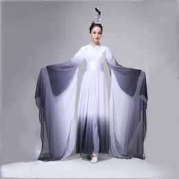 New Carnival fancy dress vintage ink style female classical Fan dance clothing traditional yangko performance stage wear oriental costume