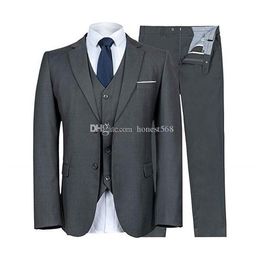 Handsome Two Buttons Groomsmen Notch Lapel Groom Tuxedos Men Suits Wedding/Prom/Dinner Best Man Blazer(Jacket+Pants+Tie+Vest) 648