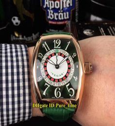 Cheap New 8880 Vegas Casino Russian Turntable Green White Dial Automatic Mens Watch Rose Gold Case Green Leather Strap Gents Watch2064