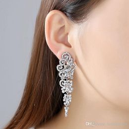 2019 Bridal Jewellery Star Moon circular new clover anti allergy star moon Silver Diamond pierced Bridal earrings cheap 208a