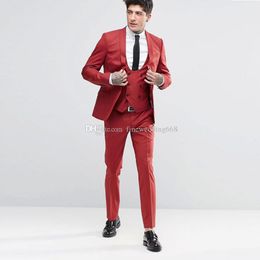 Newest One Button Groomsmen Shawl Lapel Wedding Groom Tuxedos Men Suits Wedding/Prom/Dinner Best Man Blazer(Jacket+Tie+Vest+Pants) 573