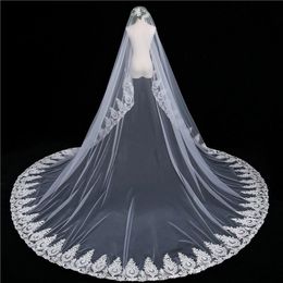 2019 Charming Bridal Veils Cathedral Length Applique With Combs Bride Wedding Veils Blusher Face Hair Accessories Velo vestido de novia
