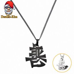 Good and Evil Pendant Necklace Men Chinese Word Hiphop Rock Titanium Stainless Steel Silver Chain Necklace Fashion Man Jewelry