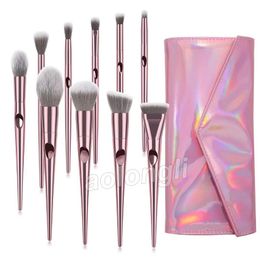 Makeup Brushes 10 PCS Professional Cosmetics Brush kit Rose Gold Brushes Set With Purse Foundation Powder Eye Face Brush Make Up Tool