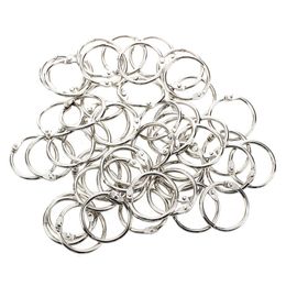 50 Pcs Staple Book Binder 30mm Outer Diameter Loose Leaf Ring Keychain DIY Silver Color Key Ring Chain Keyring Accessories