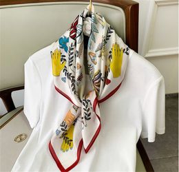New style small square scarf women's art small fresh printing spring and autumn scarf silk scarf imitation real silk summer sunscreen shawl