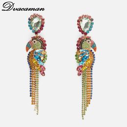 Dvacaman 2019 Fashion Chic Animal Bird Drop Earrings for Women Bohemian Fringed Long Tassel Earrings Statement Jewellery Bridal