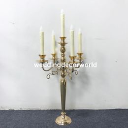 New style 5 cup candelabra gold candle holder wedding candlestick table decoration Centrepiece candle stand decor11134