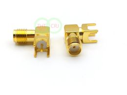 50 pcs Gold SMA female right angle solder PCB mount RF connector Adapter