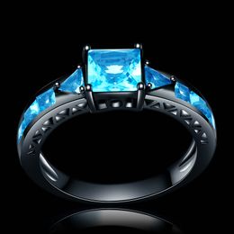 Fashion Desgin Ring Big Sky Blue Stone Rings For Women Jewellery Wedding Engagement Gift Luxury Inlaid Stone Rings